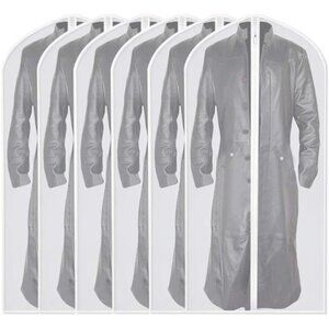 New Garment Covers 24''X54'' Lightweight White PEVA Breathable Bags (Pack of 6)